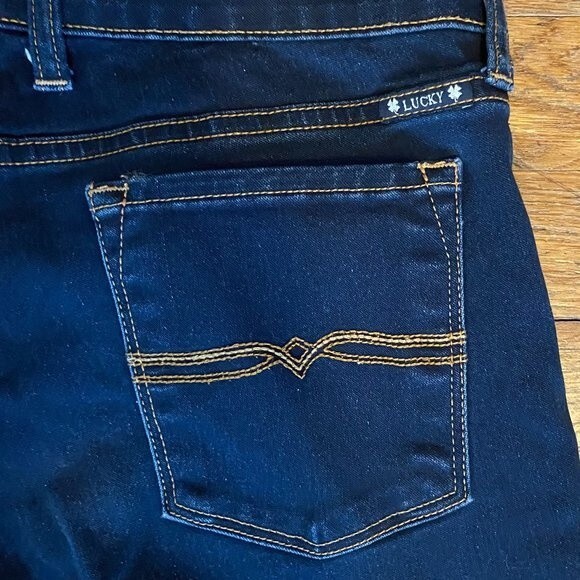 Lucky Brand Charlie Baby Boot Dark Wash Frayed Cuff Women Jeans Size 6/28 Long - Picture 10 of 12